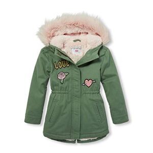 The Children’s Place Girl’s Green Faux Fur Lined Hooded Full Zip Parka Coat XS 4
